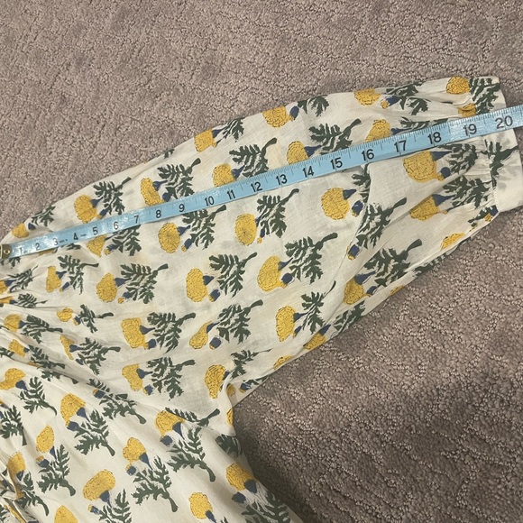 Emerson Fry Lucy White & Yellow Floral Blouse, Bracelet Length Sleeves, Sz. S - Picture 10 of 16